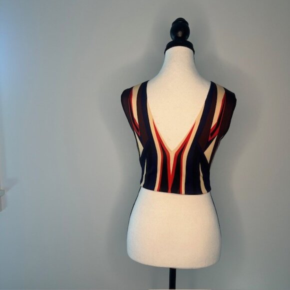 Clover Canyon Women's Aztec Pattern Stripe Crop Top, Size Small - Picture 3 of 4